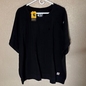 Carhartt Women’s Black Short-Sleeve Crew Sweatshirt with Logo Patch